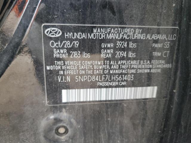 5NPD84LF7LH561403 - 2020 HYUNDAI ELANTRA SEL BLACK photo 12