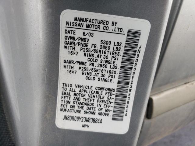 JN8DR09Y23W838844 - 2003 NISSAN PATHFINDER LE 银色 照片 13