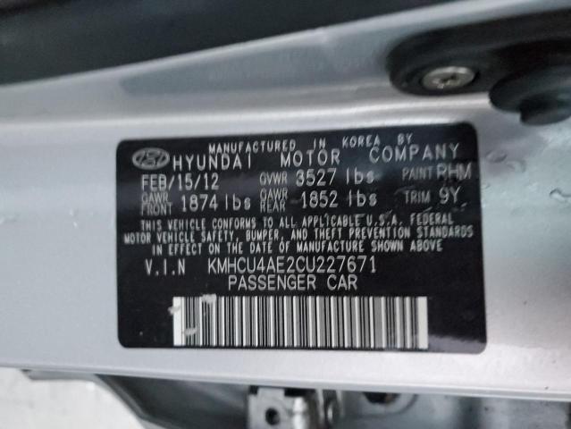 KMHCU4AE2CU227671 - 2012 HYUNDAI ACCENT GLS SILVER photo 12