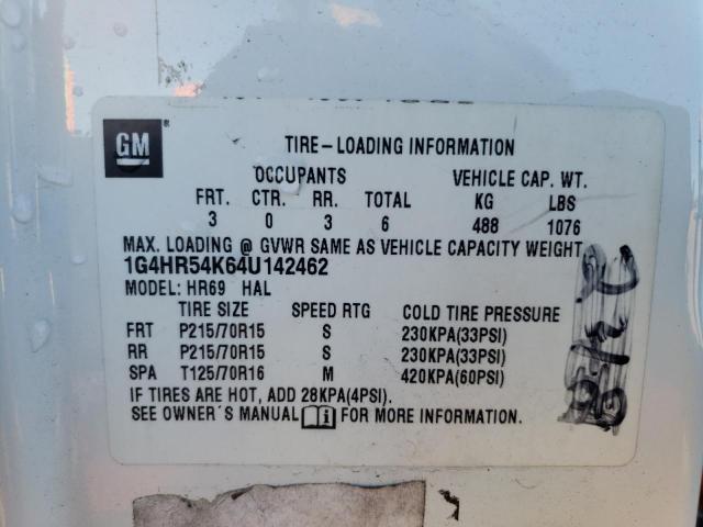 1G4HR54K64U142462 - 2004 BUICK LESABRE LIMITED WHITE photo 12