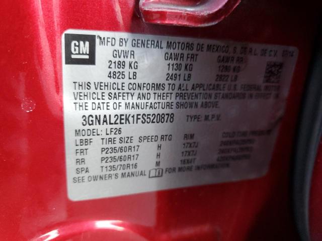 3GNAL2EK1FS520878 - 2015 CHEVROLET CAPTIVA LS 栗色 照片 12