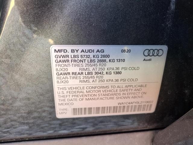WA1C4AFY0L2110022 - 2020 AUDI SQ5 PRESTIGE CHARCOAL photo 12