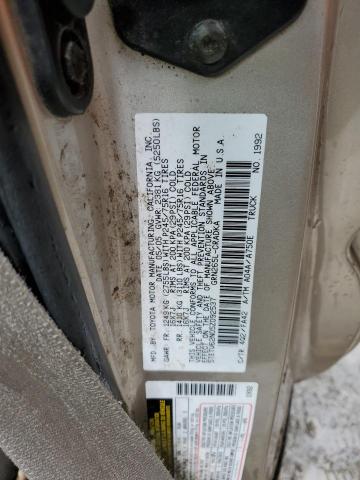 5TETU62N05Z092537 - 2005 TOYOTA TACOMA PRERUNNER ACCESS CAB GOLD photo 12