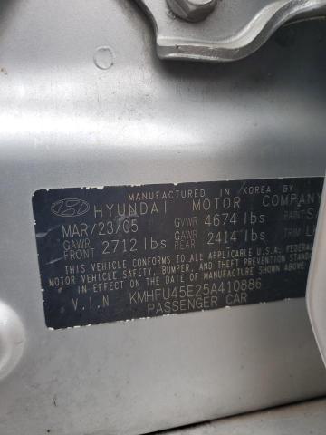 KMHFU45E25A410886 - 2005 HYUNDAI XG 350 SILVER photo 12