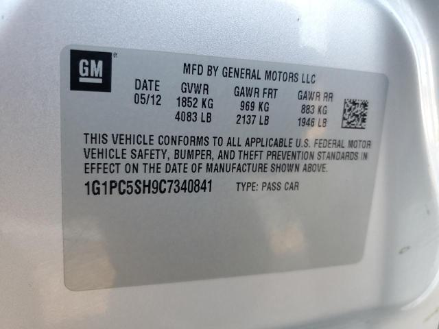 1G1PC5SH9C7340841 - 2012 CHEVROLET CRUZE LS SILVER photo 12