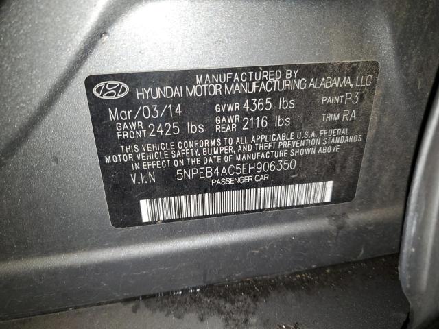 5NPEB4AC5EH906350 - 2014 HYUNDAI SONATA GLS GRAY photo 12