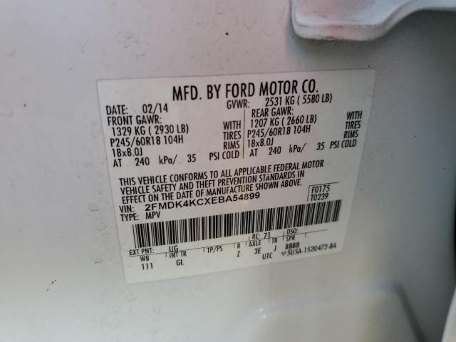 2FMDK4KCXEBA54899 - 2014 FORD EDGE LIMITED WHITE photo 13