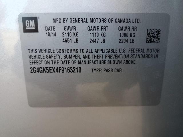 2G4GK5EX4F9163210 - 2015 BUICK REGAL SILVER photo 12