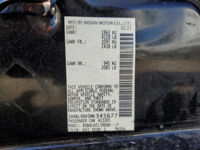 1N4BL4DV1MN345677 - 2021 NISSAN ALTIMA SV BLACK photo 12