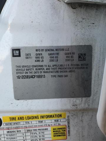 1G1ZC5EU4CF166913 - 2012 CHEVROLET MALIBU 1LT Ақ фото 12