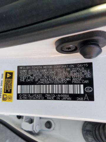 JTHKD5BH1F2239372 - 2015 LEXUS CT 200 WHITE photo 12