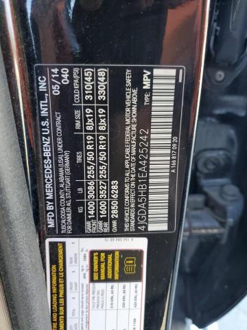 4JGDA5HB1EA425242 - 2014 MERCEDES-BENZ ML 350 4MATIC BLACK photo 13