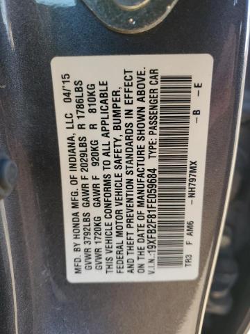 19XFB2F81FE059684 - 2015 HONDA CIVIC EX GRAY photo 12