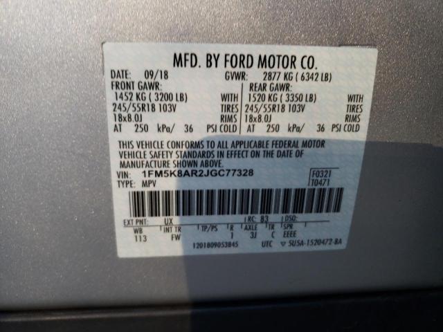 1FM5K8AR2JGC77328 - 2018 FORD EXPLORER POLICE INTERCEPTOR Silber Foto 12