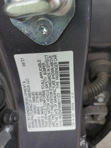 19XZE4F54ME011373 - 2021 HONDA INSIGHT EX GRAY photo 12