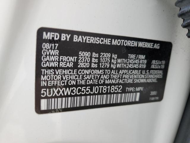 5UXXW3C55J0T81852 - 2018 BMW X4 XDRIVE28I WHITE photo 12