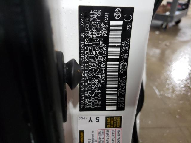 JTDKBRFU2G3513597 - 2016 TOYOTA PRIUS WHITE photo 12