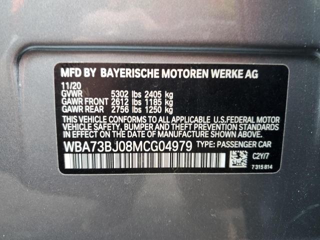 WBA73BJ08MCG04979 - 2021 BMW 540 XI GRAY photo 12