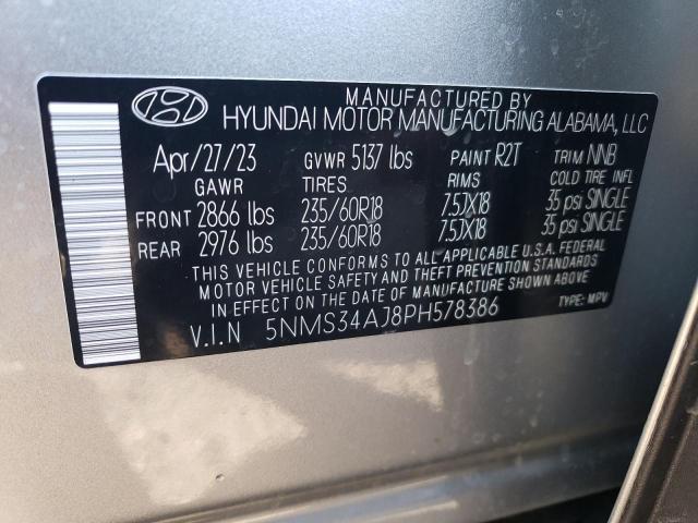 5NMS34AJ8PH578386 - 2023 HYUNDAI SANTA FE SEL PREMIUM GRAY photo 12