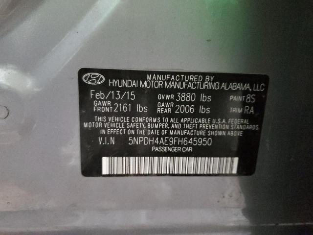 5NPDH4AE9FH645950 - 2015 HYUNDAI ELANTRA SE SILVER photo 12