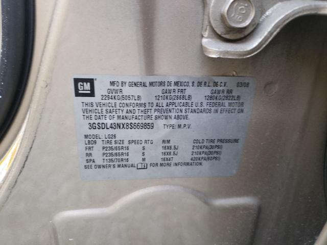 3GSDL43NX8S669859 - 2008 SATURN VUE XE BEIGE photo 12