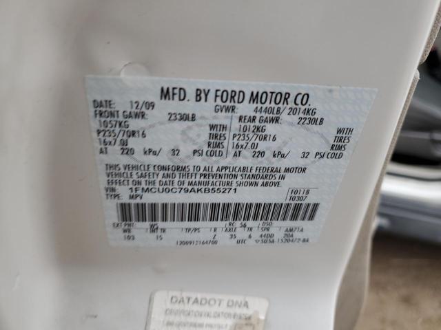 1FMCU0C79AKB55271 - 2010 FORD ESCAPE XLS WHITE photo 12