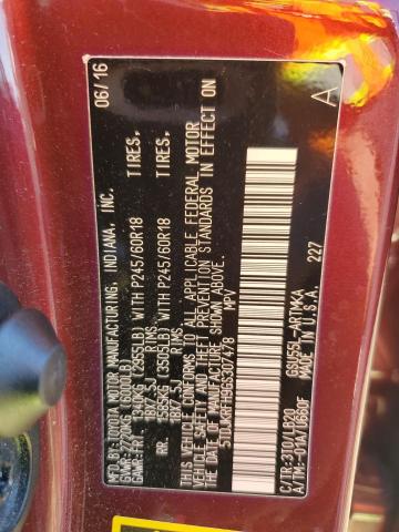 5TDJKRFH9GS307478 - 2016 TOYOTA HIGHLANDER XLE BURGUNDY photo 14