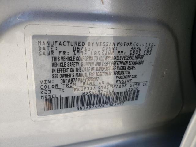 3N1AB7AP8FY325497 - 2015 NISSAN SENTRA S SILVER photo 12