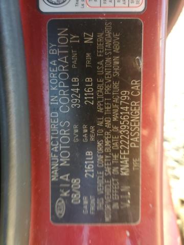 KNAFE222395614799 - 2009 KIA SPECTRA EX RED photo 12