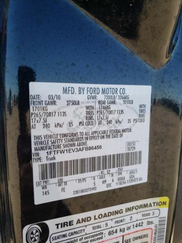 1FTFW1EV3AFB86456 - 2010 FORD F150 SUPERCREW BLACK photo 12