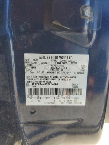 1FTPX14VX8KF04528 - 2008 FORD F150 Mavi fotoğraf 12