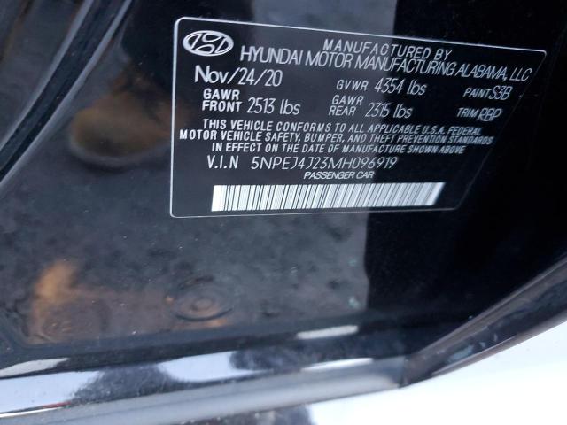 5NPEJ4J23MH096919 - 2021 HYUNDAI SONATA SEL PLUS BLACK photo 13