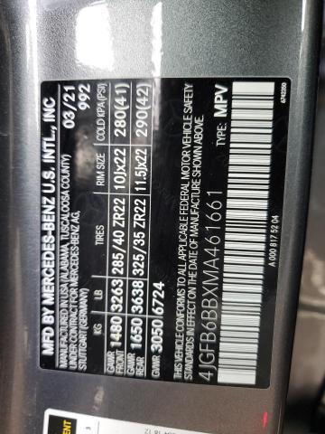 4JGFB6BBXMA461661 - 2021 MERCEDES-BENZ GLE AMG 53 4MATIC GRAY photo 12