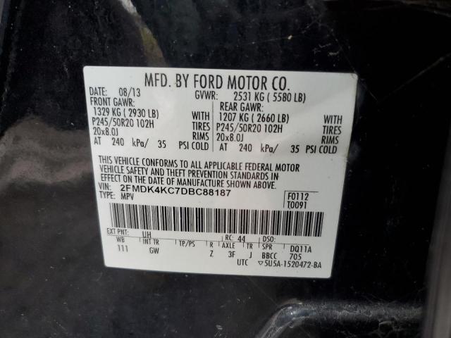 2FMDK4KC7DBC88187 - 2013 FORD EDGE LIMITED BLACK photo 13