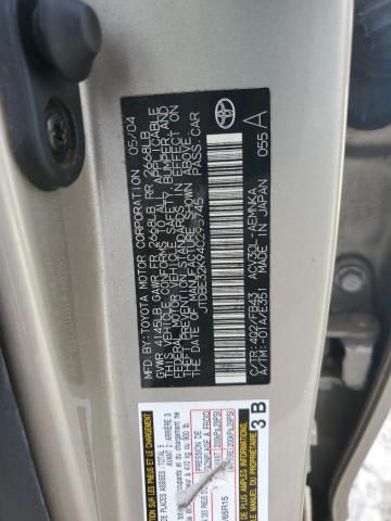 JTDBE32K940295745 - 2004 TOYOTA CAMRY LE TAN photo 12