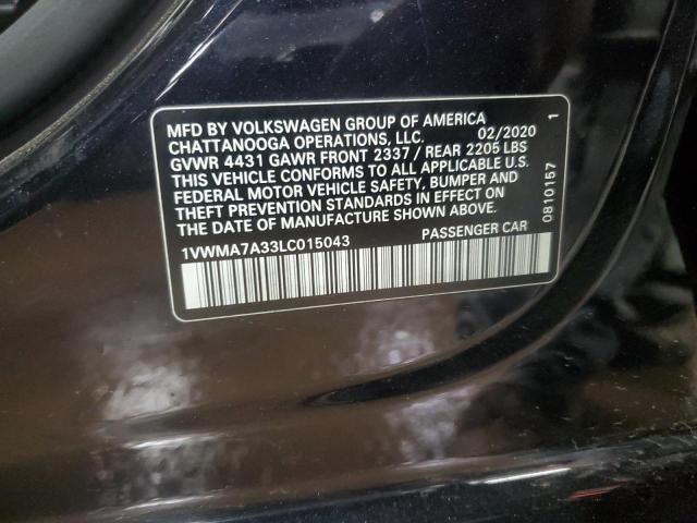 1VWMA7A33LC015043 - 2020 VOLKSWAGEN PASSAT R-LINE أسود صورة 13