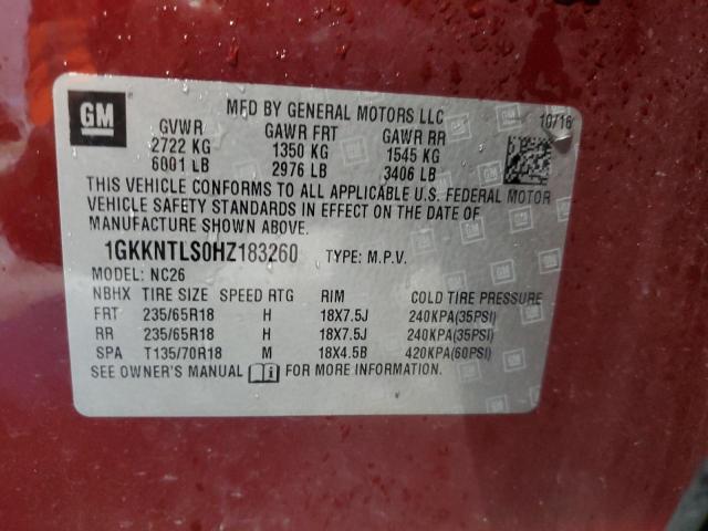 1GKKNTLS0HZ183260 - 2017 GMC ACADIA ALL TERRAIN BURGUNDY photo 14