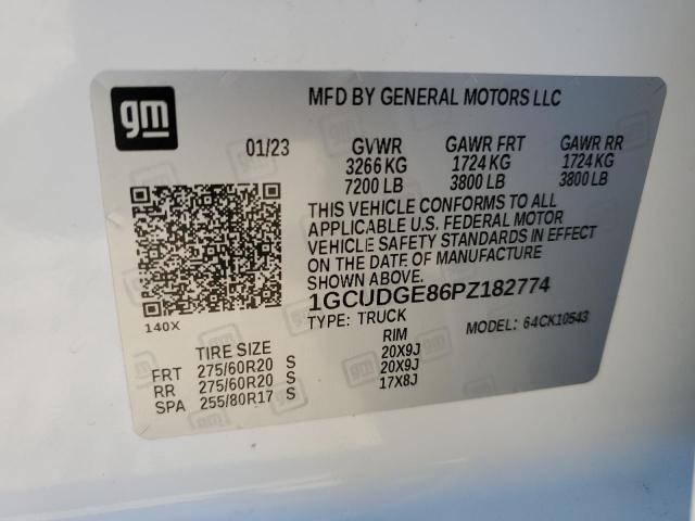 1GCUDGE86PZ182774 - 2023 CHEVROLET SILV1500 2 K1500 LTZ WHITE photo 12