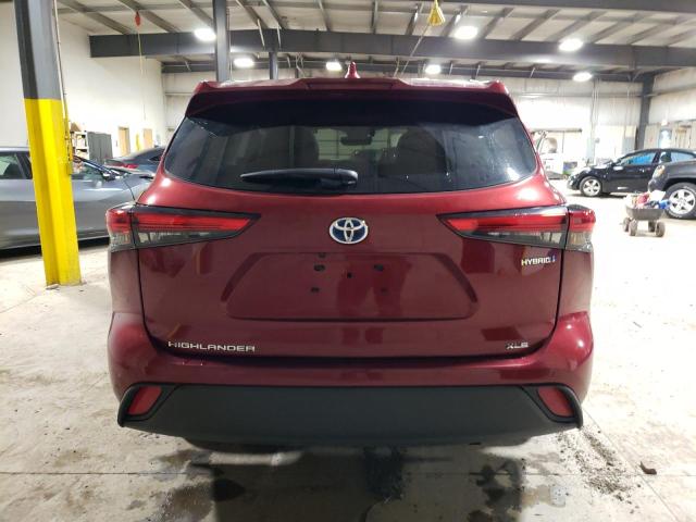 5TDGBRCH0MS536593 - 2021 TOYOTA HIGHLANDER HYBRID XLE RED photo 6