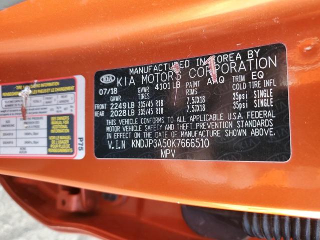 KNDJP3A50K7666510 - 2019 KIA SOUL + ORANGE photo 12