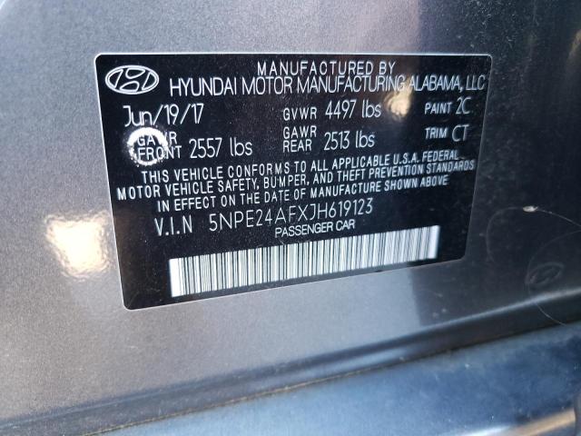 5NPE24AFXJH619123 - 2018 HYUNDAI SONATA SE GRAY photo 12