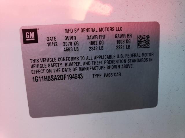 1G11H5SA2DF194543 - 2013 CHEVROLET MALIBU LTZ თეთრი ფოტო 12