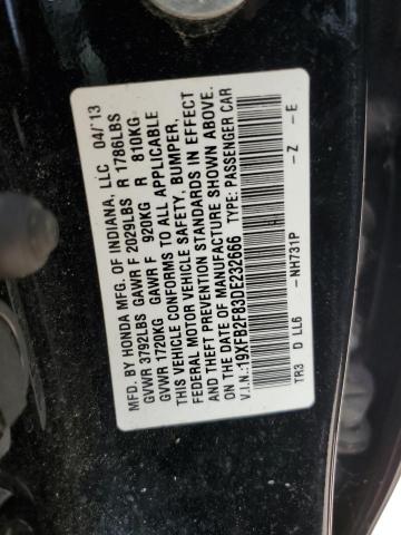 19XFB2F83DE232666 - 2013 HONDA CIVIC EX BLACK photo 12