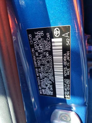 JTDBT903394060200 - 2009 TOYOTA YARIS BLUE photo 12