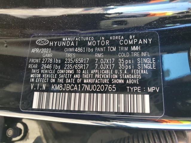 KM8JBCA17NU020765 - 2022 HYUNDAI TUCSON BLUE BLACK photo 12