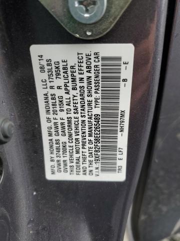 19XFB2F58EE265489 - 2014 HONDA CIVIC LX GRAY photo 12