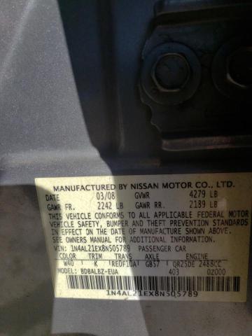 1N4AL21EX8N505789 - 2008 NISSAN ALTIMA 2.5 GRAY photo 12