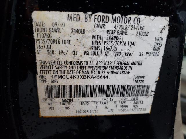 1FMCU4K3XBKA45644 - 2011 FORD ESCAPE HYBRID BLACK photo 14