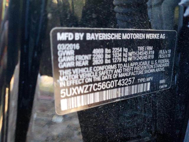 5UXWZ7C56G0T43257 - 2016 BMW X3 SDRIVE28I BLACK photo 12