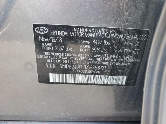 5NPE24AF8KH758121 - 2019 HYUNDAI SONATA SE GRAY photo 12